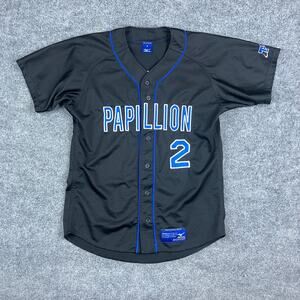 Mizuno Baseball Jersey Mens Size M Black PAPILLION 2 Mesh Button Athletic Shirt